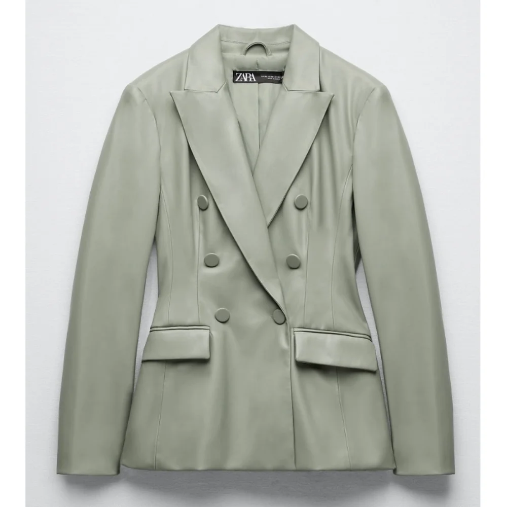 Zara faux leather double breasted Fitted blazer Sz-M